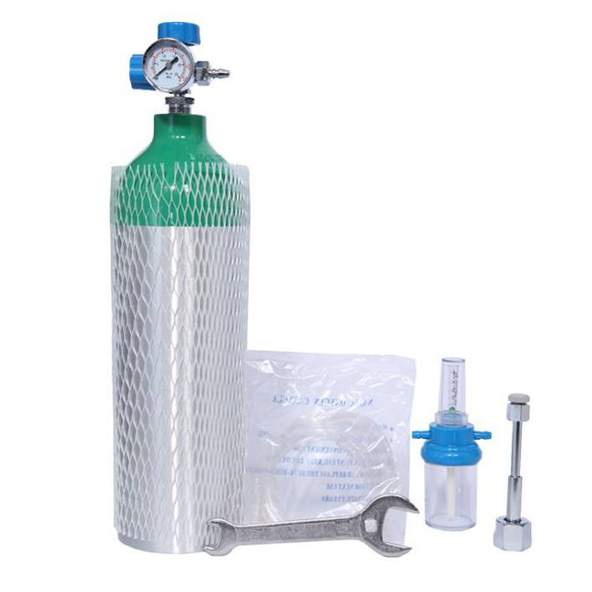کپسول اکسیژن آلومینیومی کیفی 2.5 لیتری همراه با مانومتر